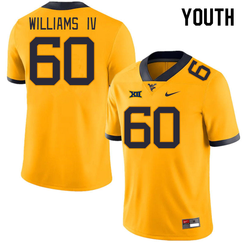 Youth #60 Johnny Williams IV West Virginia Mountaineers College Football Jerseys Stitched Sale-Gold - Click Image to Close